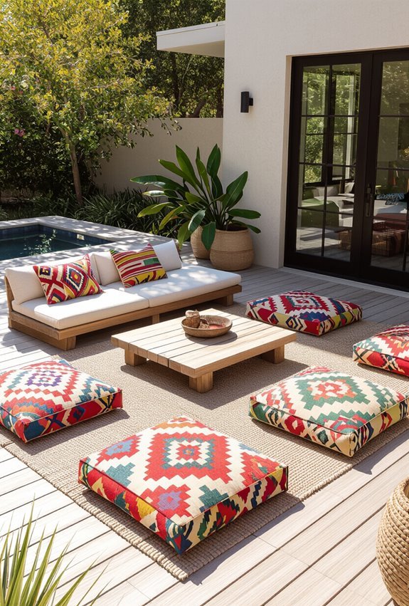 bold print cozy floor seating