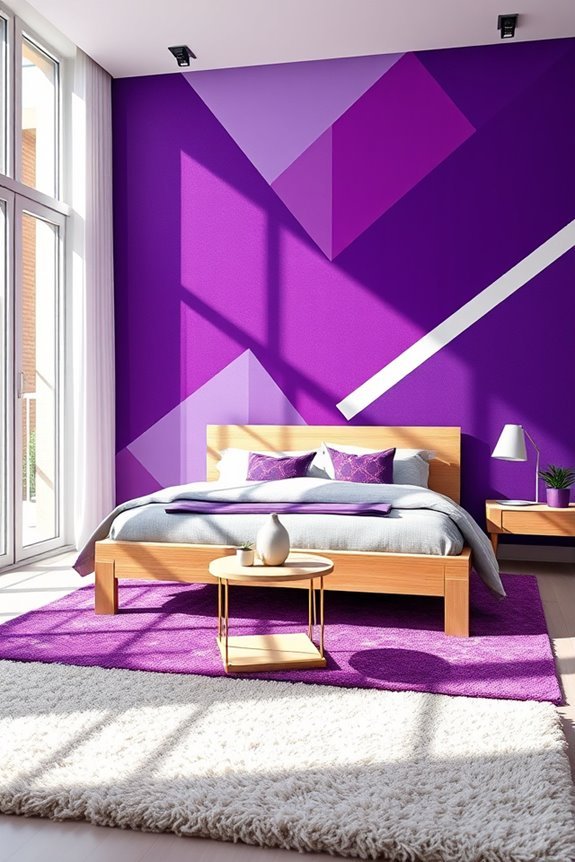 bold purple geometric accents
