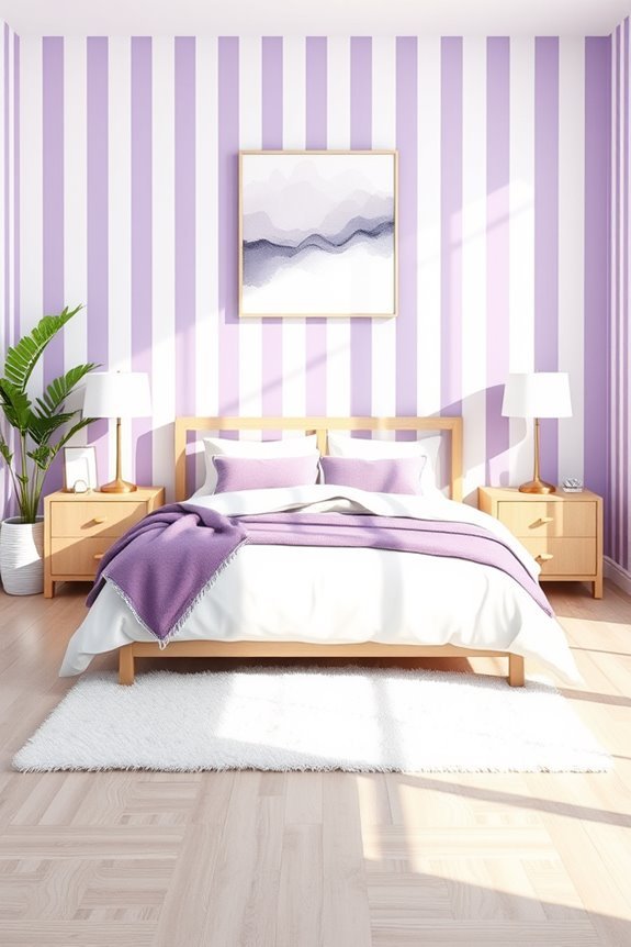 bold purple striped walls
