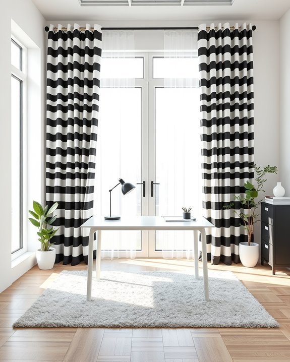 bold striped office curtains