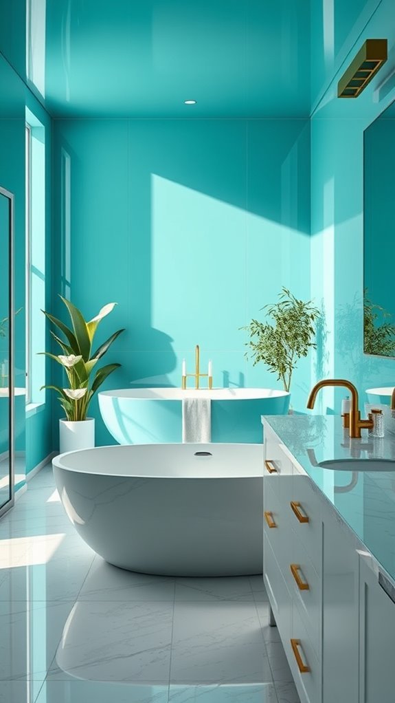 bold teal bathroom accents