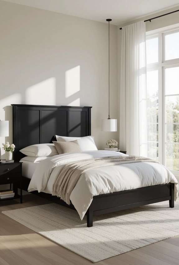 bold textured black bedframe centerpiece