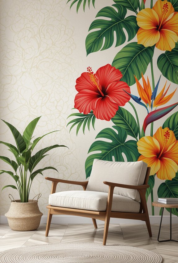 bold tropical monstera banana hues