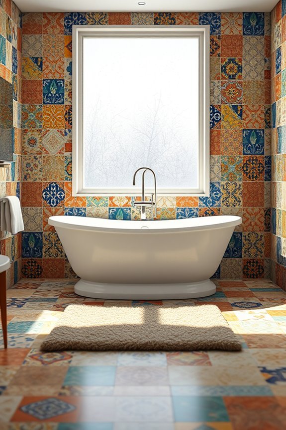 bold vibrant patchwork tiles