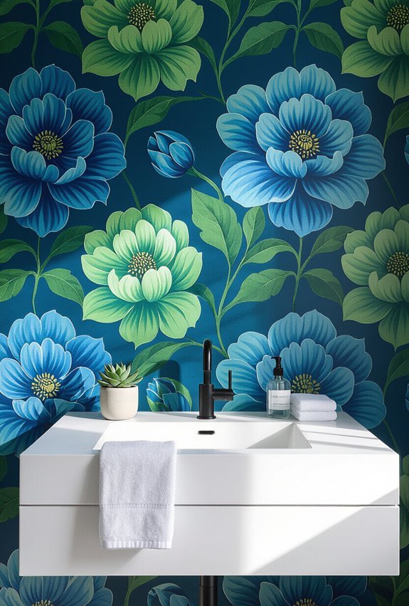 bold wallpaper creates focal wall