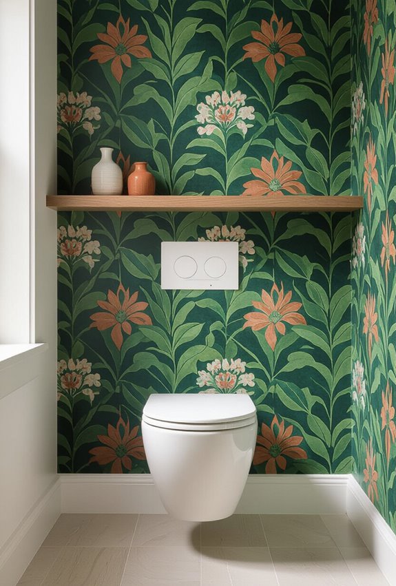 bold wallpapered toilet drama