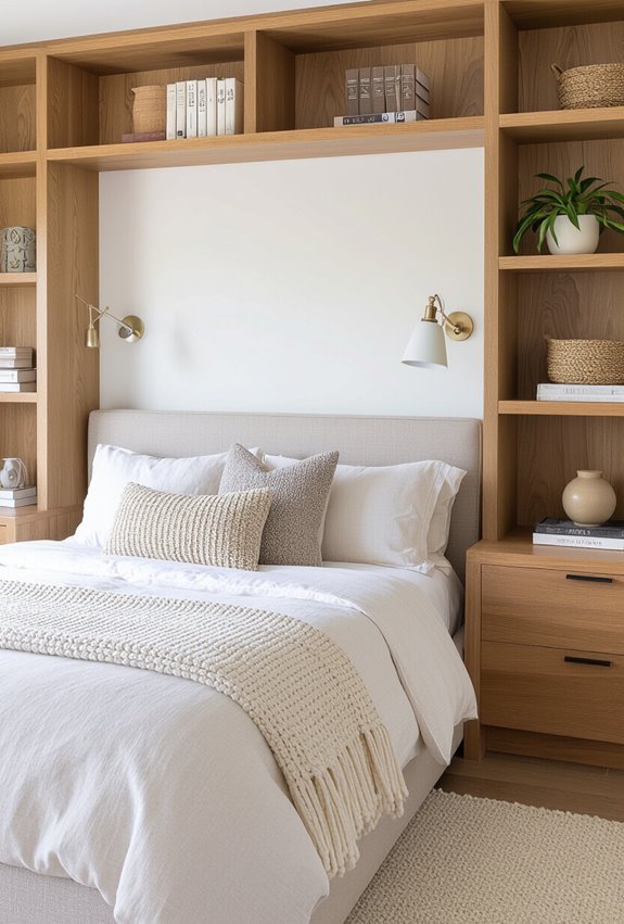 bookshelf headboard with storage