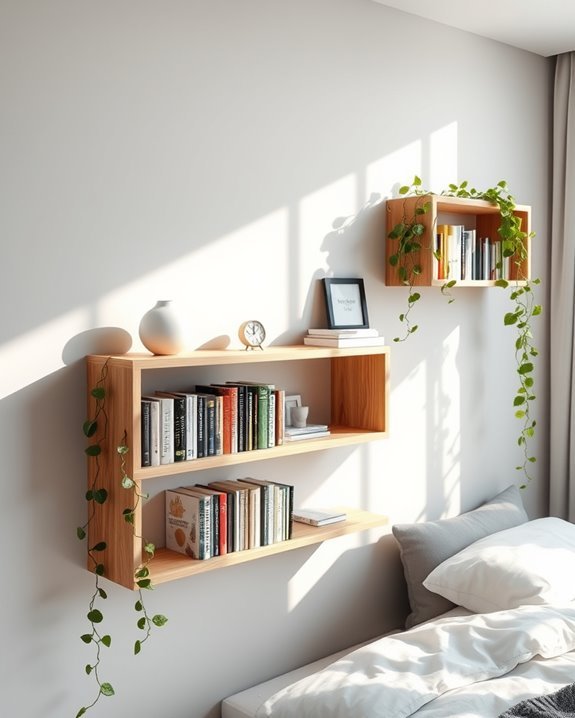 bookshelf with plants integration