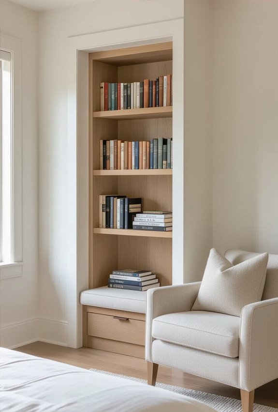 bookshelves above door frame