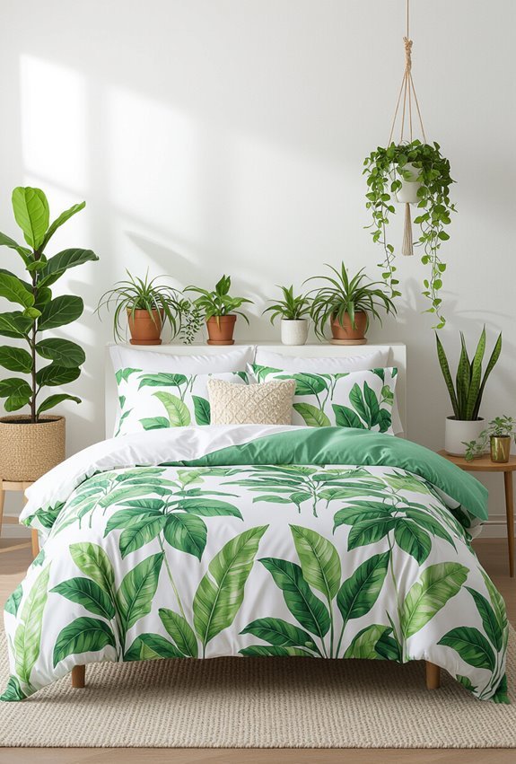 botanical bedding ties greenery