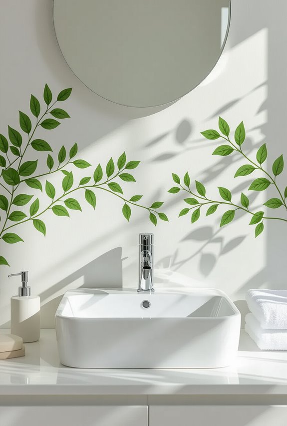 botanical peel resistant bathroom decals