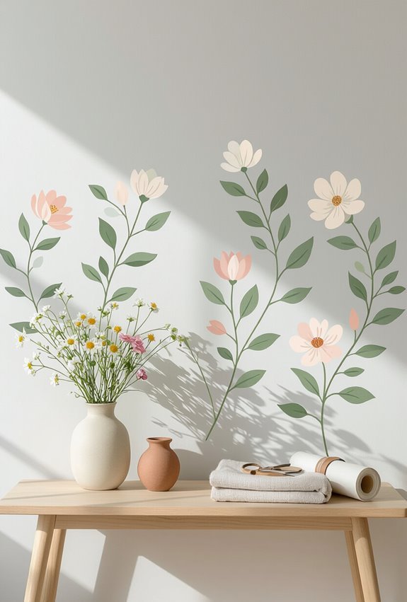 botanical pressed petal wall decals
