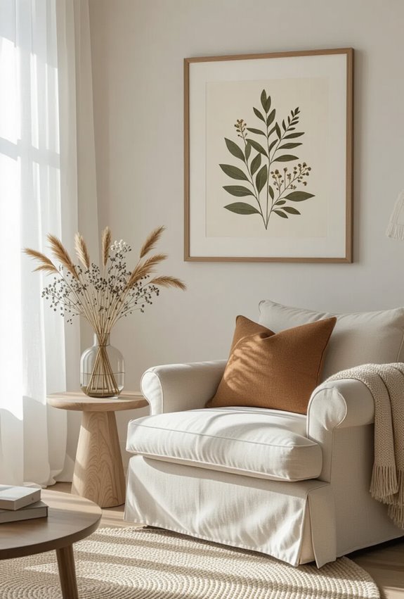 botanical prints and dried flowers