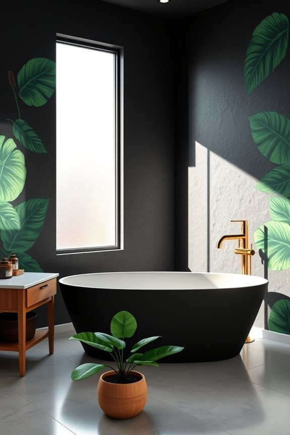 botanical prints on textured walls