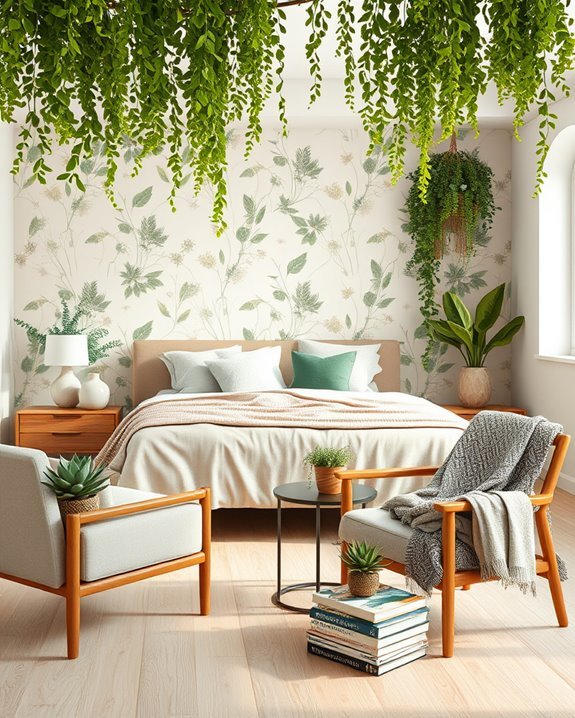 botanical themed bedroom decor