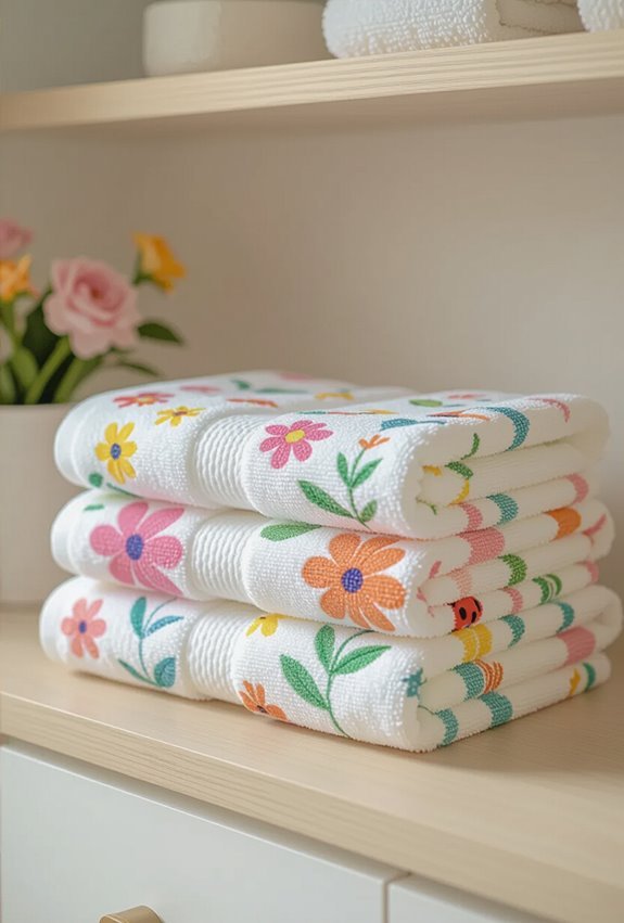 botanical themed vibrant kids towels