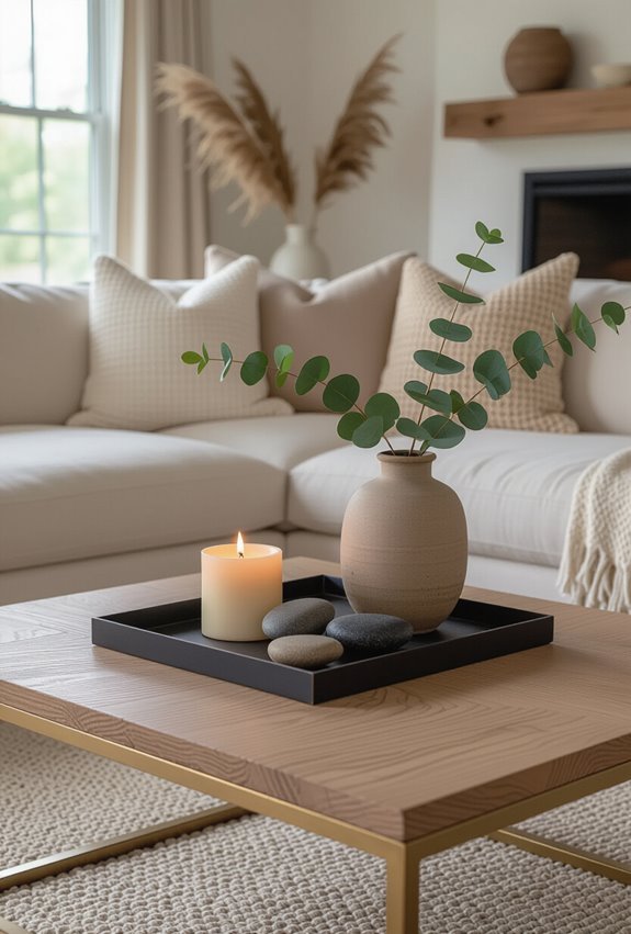 brass accents with natural materials
