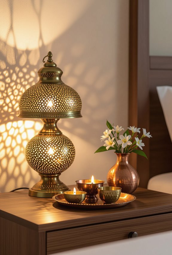 brass and copper accents