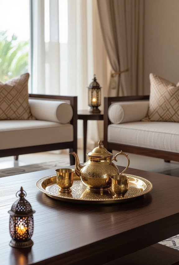 brass and copper accents
