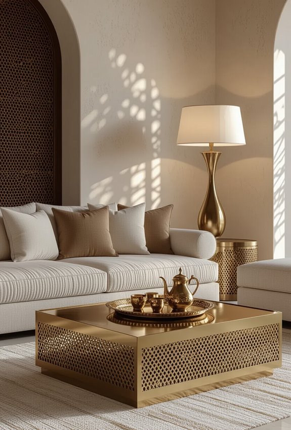 brass and gold accents