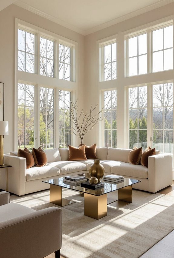 brass and mirrored glamour accents