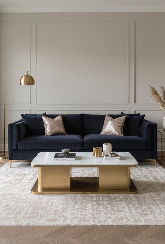 brass and mirrored luxury accents