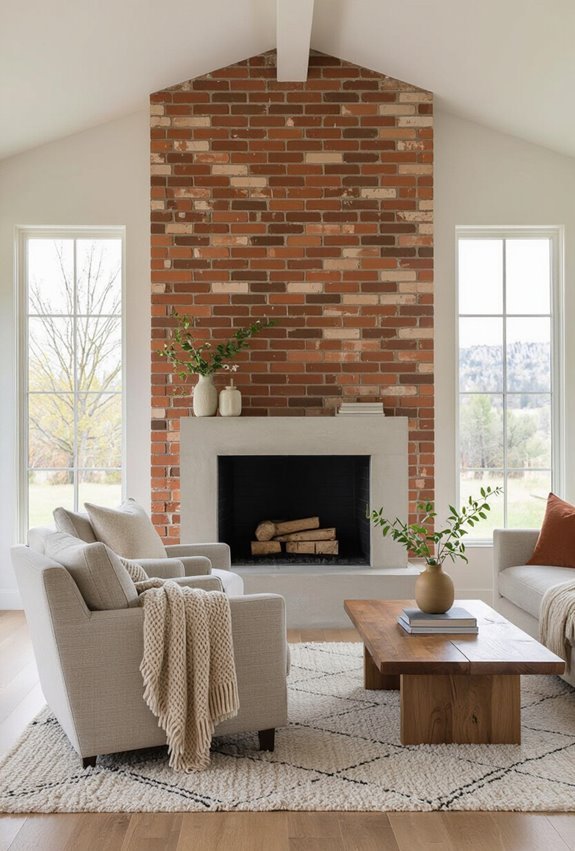 brick alcove cozy hearth seating