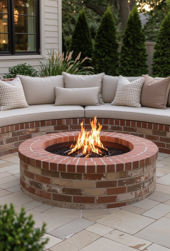 brick fire pit seating ledge