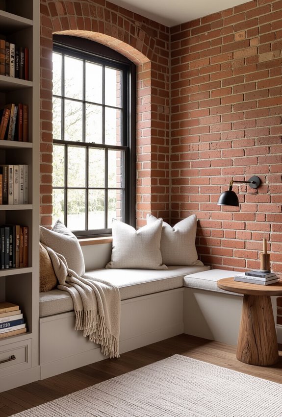 brick lit window alcove retreat