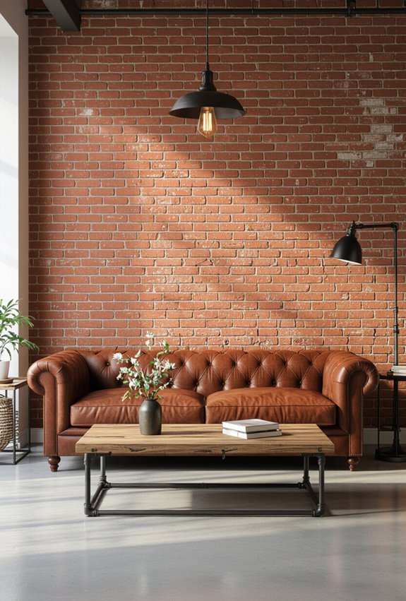 brick walls with metal fixtures