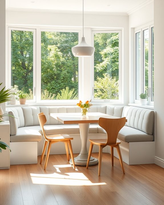 bright banquette with windows
