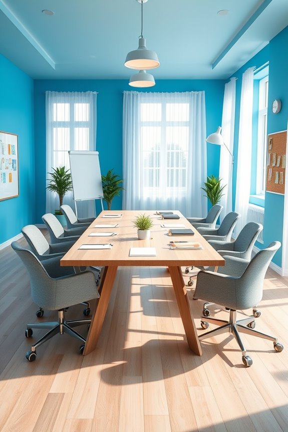 bright blue teamwork space