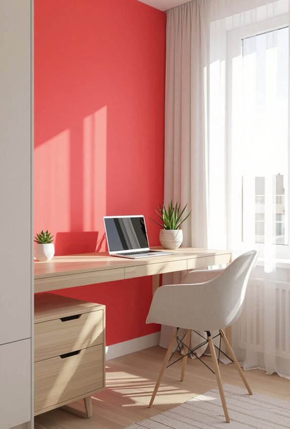 bright coral energizes home offices