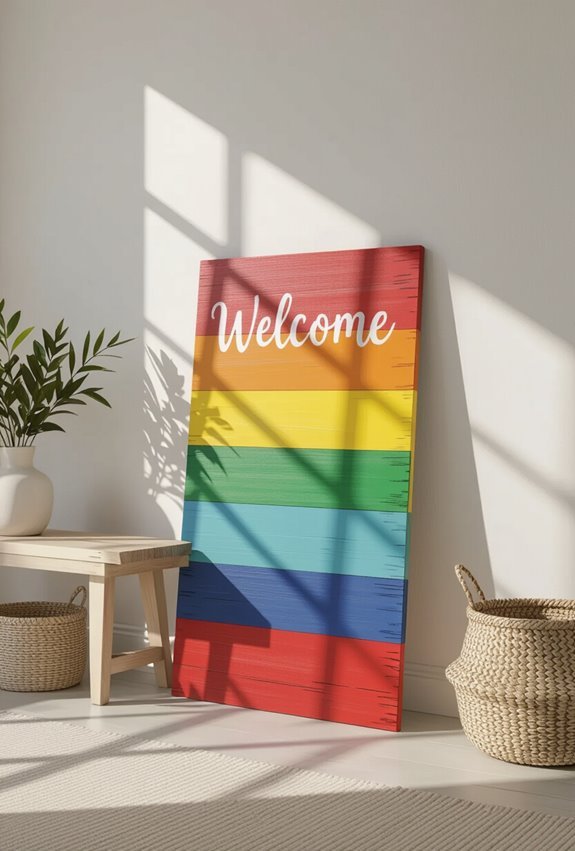bright ombre chalk splatter welcome