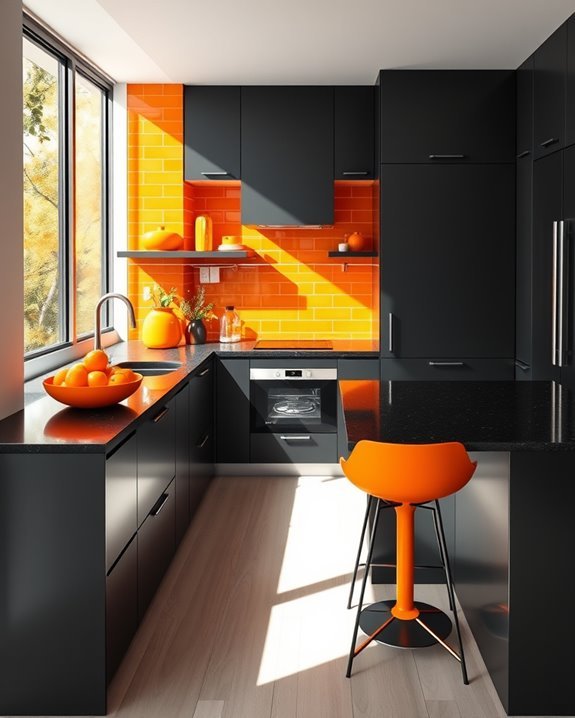 bright orange kitchen accents