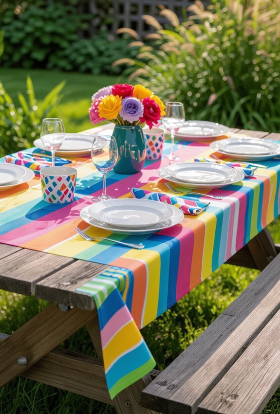 bright patterned cloths and napkins