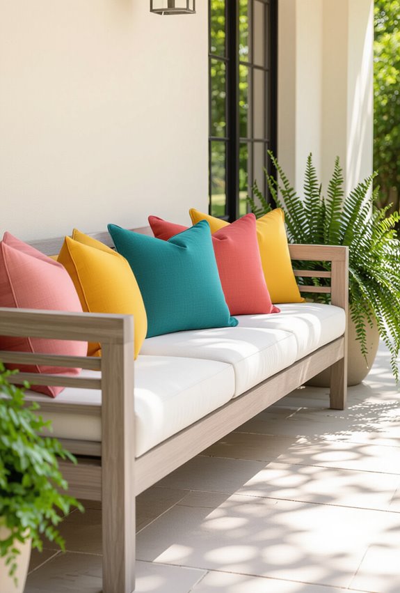 bright patterned cushions for seating