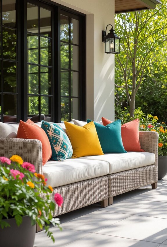 bright patterned outdoor throw pillows