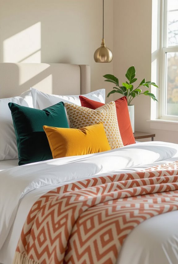 bright patterned textured throw pillows