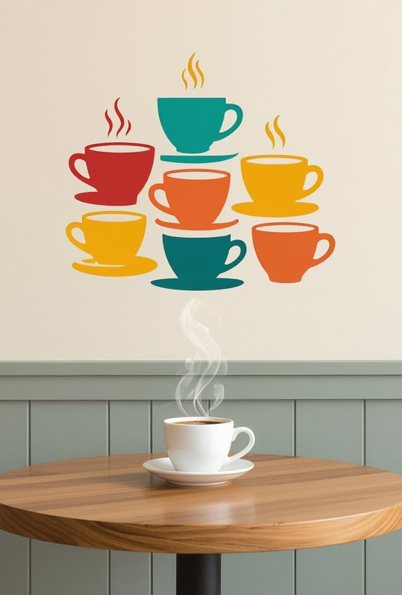 bright playful coffee cup silhouettes