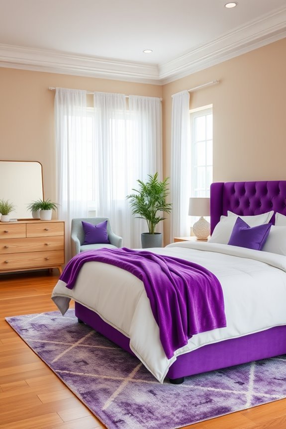 bright purple bedroom accents