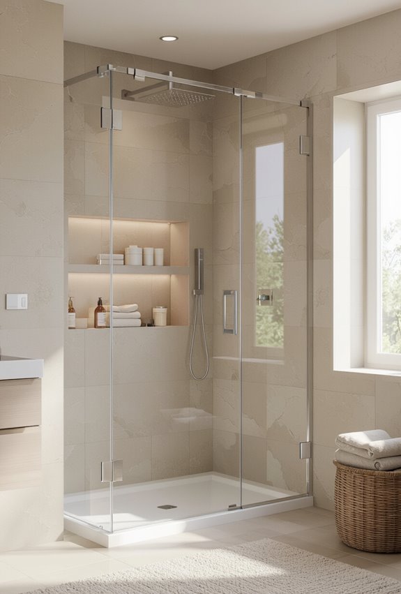 brighten bathroom with frameless glass