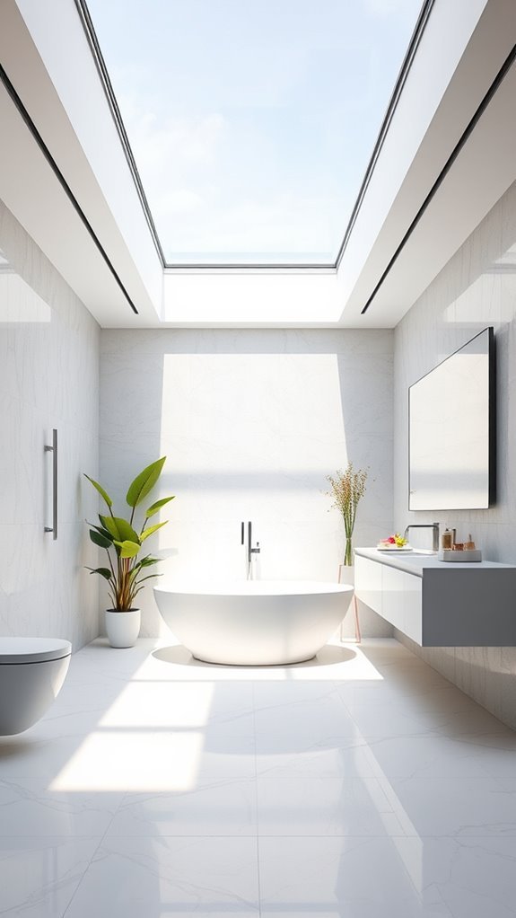 brighten bathroom with skylights