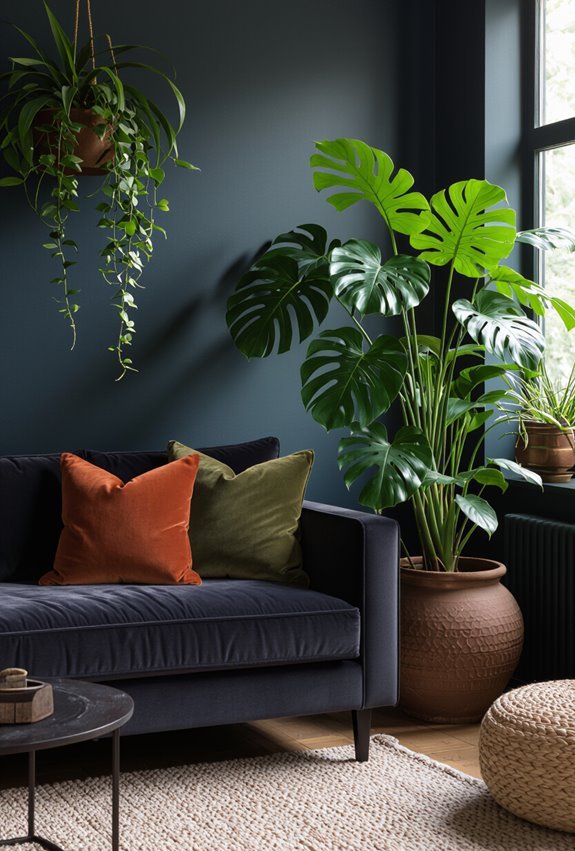 bring greenery to dark palettes