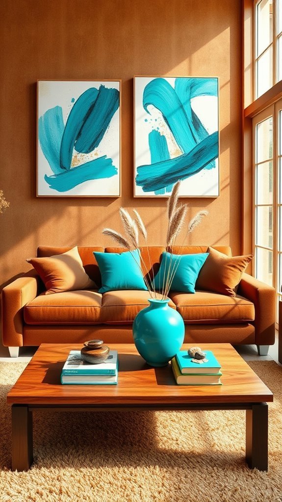 brown and turquoise decor