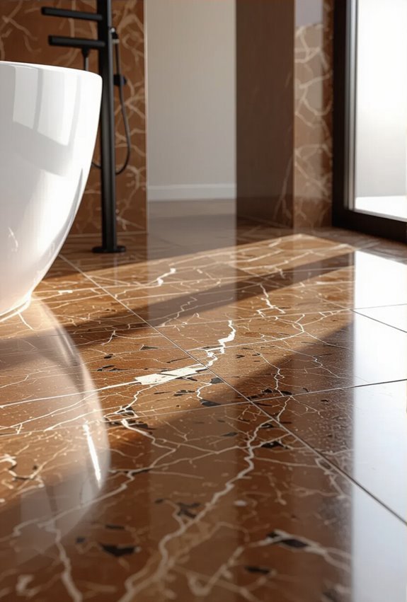 brown granite heated floors
