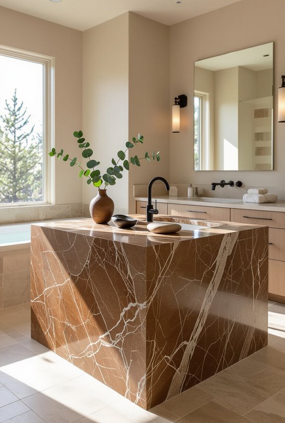 brown granite island centerpiece