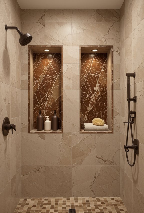 brown granite recessed niches