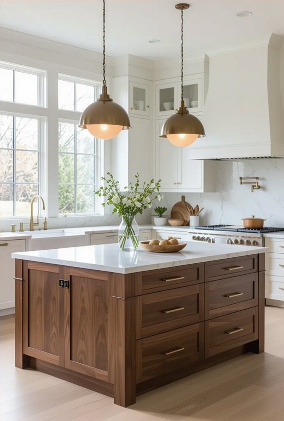 brown island with pendants
