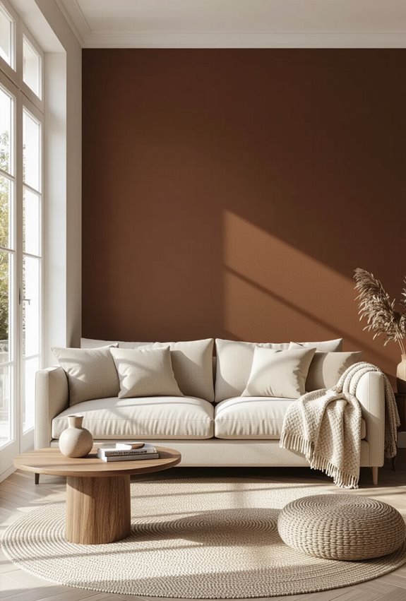 brown walls neutral furnishings